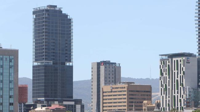 The 135m-tall Frome Central tower, at left, is at the centre of a $4.89m legal claim.