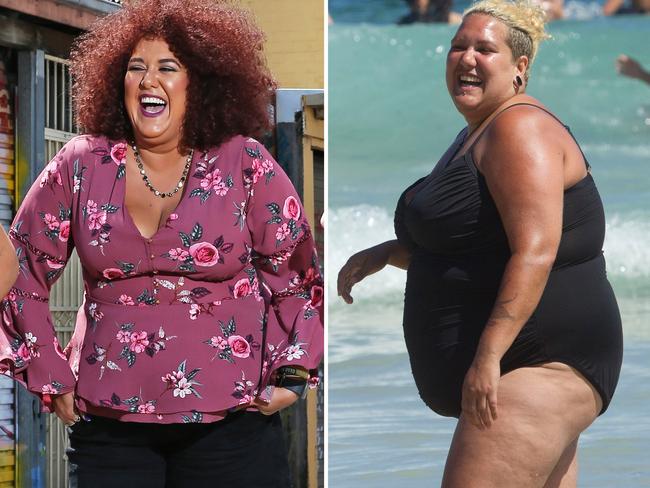 Casey Donovan, after embarking on her weight loss journey (left) and before (right).