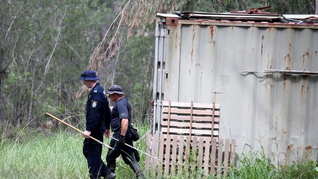 Police conduct a search of a property on Herons Creek Rd north of Kendall as the search for William Tyrrell continues. Picture: Nathan Edwards