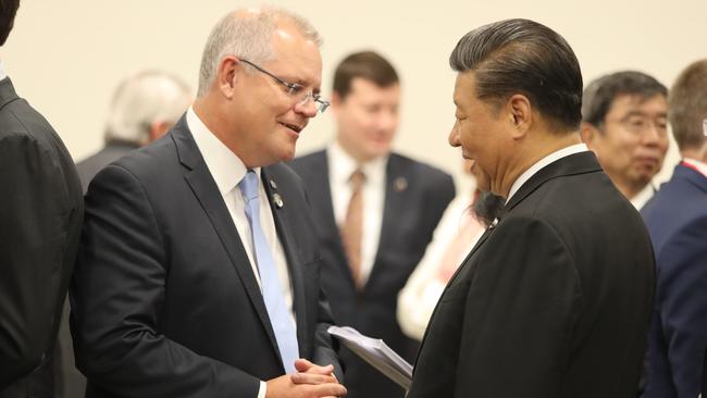 Australian Prime Minister Scott Morrison meets with President Xi Jinping during the G20 in Osaka, Japan on June 28, 2019. Picture: Adam Taylor/PMO