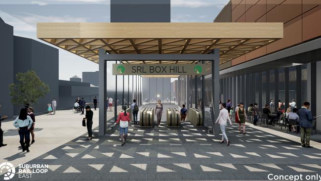 A concept design for Box Hill station once the SRL is complete.