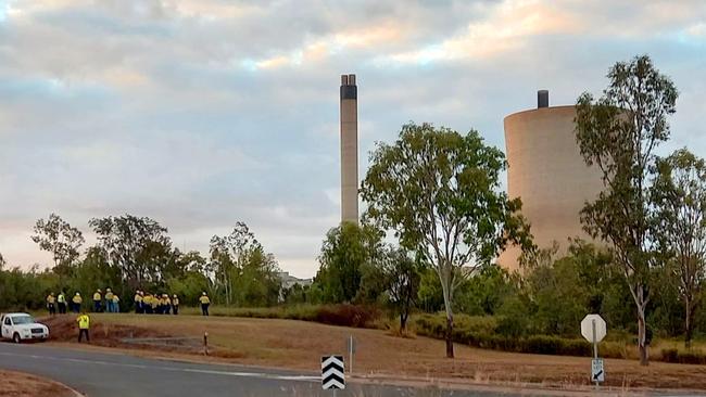 A 550m exclusion zone is in place at Callide Power Station after fire in one of its turbines.