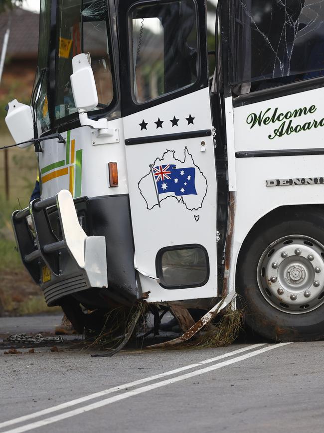 Din the collision with a NSW Police car at Llandilo in Sydney’s north west on May 24 this year.. Picture: Richard Dobson