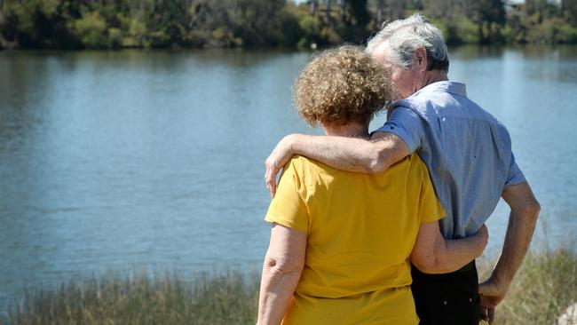 Patrick and Christina stand by the Hawkesbury River near the location were a young woman was allegedly thrown from Windsor Bridge. Picture: Jeremy Piper