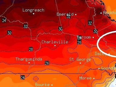 HOT HOT HOT: Temperatures will soar in the Gympie region today - with a  33C scorcher on the cards. Modelling courtesy of BSCH