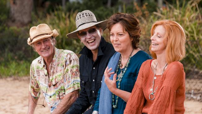 Bryan Brown, Richard E Grant, Greta Scacchi and Heather Mitchell in a scene from Palm Beach, which was shot in Sydney.