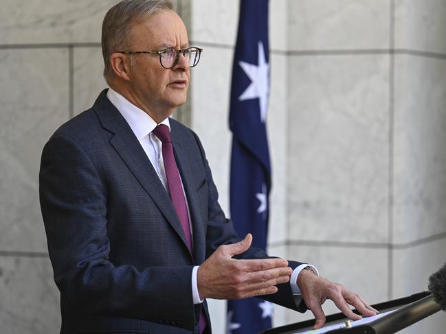 Prime Minister Anthony Albanese has condemned his predecessor’s secret power grab. Picture: NCA NewsWire/Martin Ollman