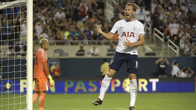 Tottenham's Harry Kane celebrates.