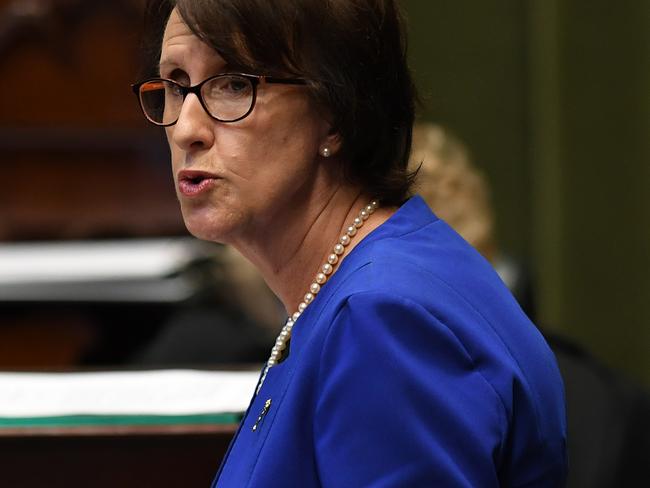 Member for Port Macquarie Leslie Williams speaks during amendments to the introduction to the Reproductive Healthcare Reform Bill 2019 in the Legislative Assembly at New South Wales Parliament House in Sydney, Thursday, August 8, 2019. (AAP Image/Joel Carrett) NO ARCHIVING