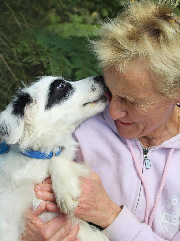 Ms Biernacki and one of her beloved, happy pooches.