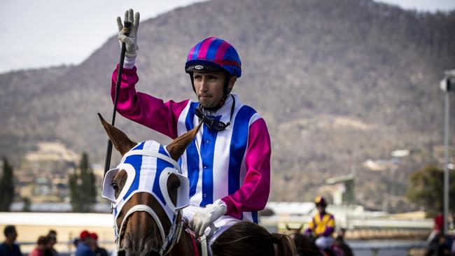 Toorak Affair ridden by Anthony Darmanin trained by Michael Trinder wins the 2020 Hobart Cup. Picture: LUKE BOWDEN