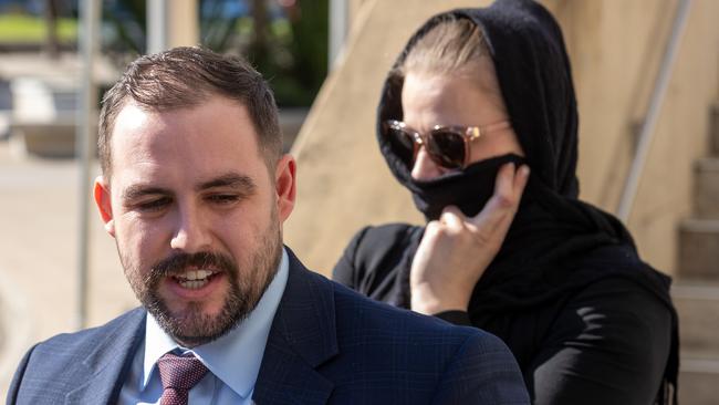 Stephanie Bennett and her lawyer Zane Chapman leave Beenleigh Courts. Picture: NCA NewsWire / Sarah Marshall