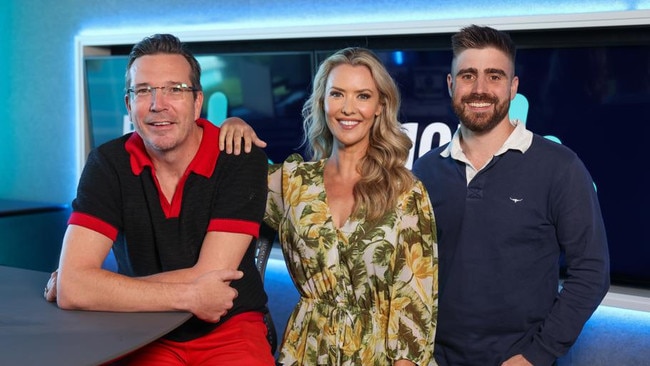 B105 Brisbane hosts Stav Davidson, Abby Coleman and Matty Acton. Picture: Supplied.