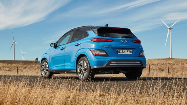 The quiet and environmentally friendly Hyundai Kona EV. Picture: Mark Bramley