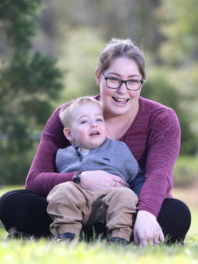 Cancer survivor Anika Dean with her son Talon, 2.  Picture: AAP/ Ric Frearson