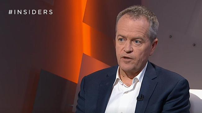 A screenshot of opposition leader Bill Shorten being interviewed on ABC TV.