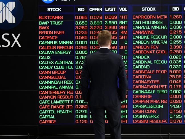 The digital market boards at the Australian Stock Exchange (ASX) in Sydney. Picture: AAP