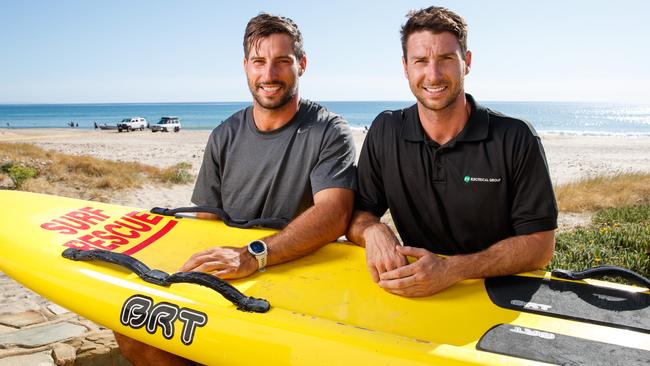 Surf lifesavers Tom and Michael Knauer rescued a mother and daughter from the water at Moana Beach. Picture: Matt Turner