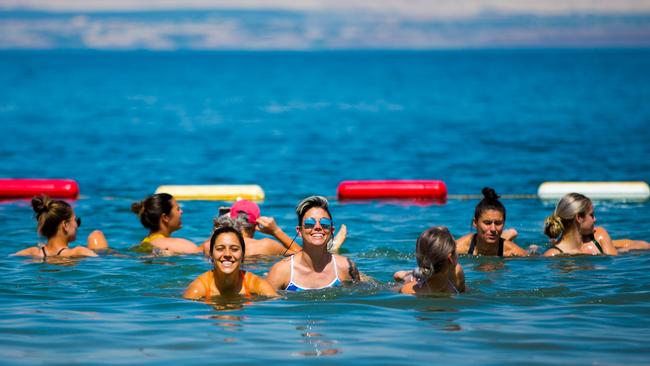 The Matildas celebrated topping their pool with a trip to the Dead Sea.