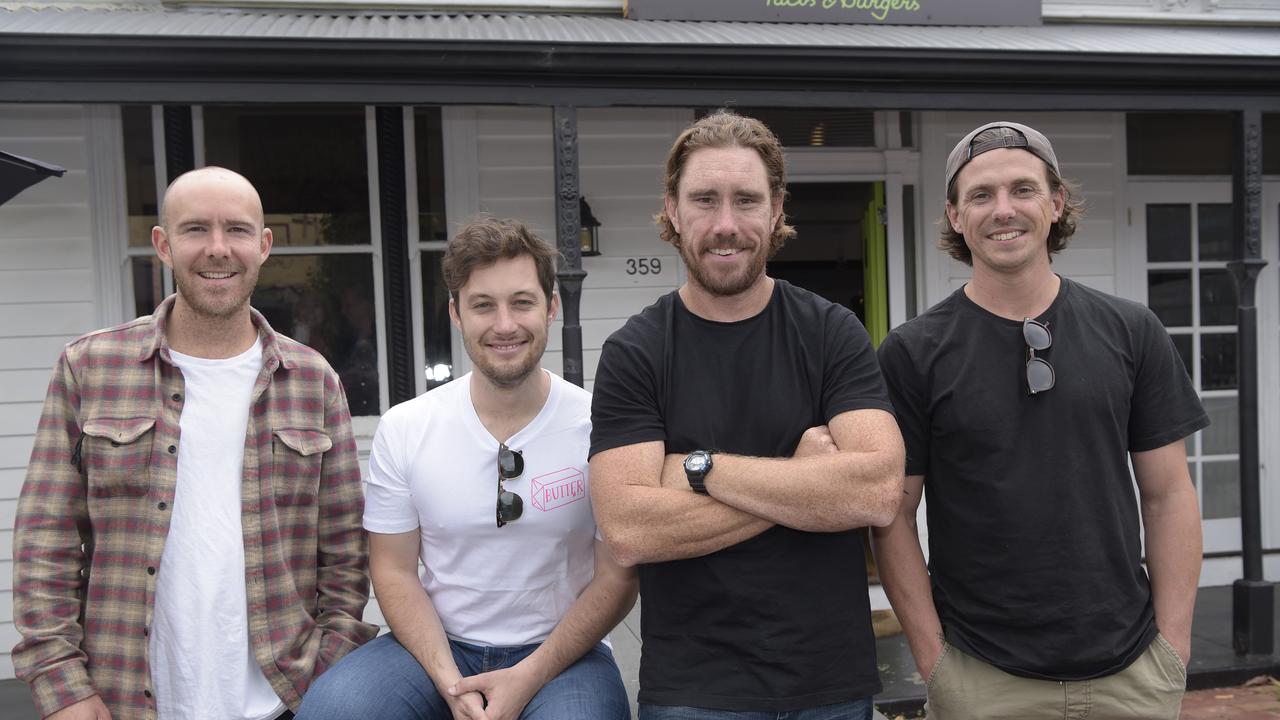 Comedians Alex Keen, Jarryd Goundry, Evan Hocking and Tyson Popplestone. People page - Evan Hocking, Jarryd Goundrey and Alex Keen featured in a comedy event held at Bobby Dre Mexican in Pakington Street on Sunday afternoon. Picture: Alan Barber