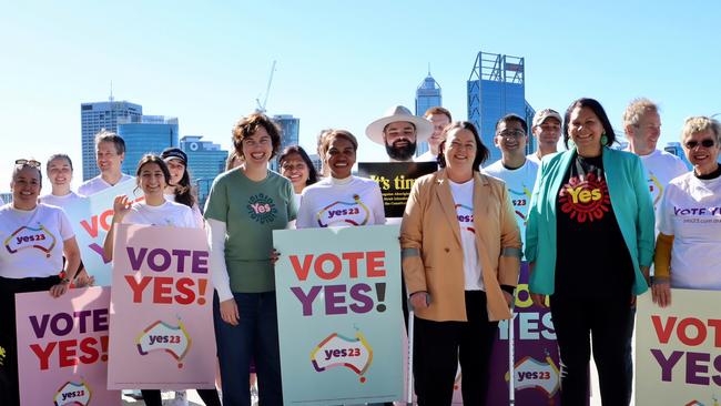 MP Madeleine King and Senator Dorinda Cox at a Yes campaign event in Perth.