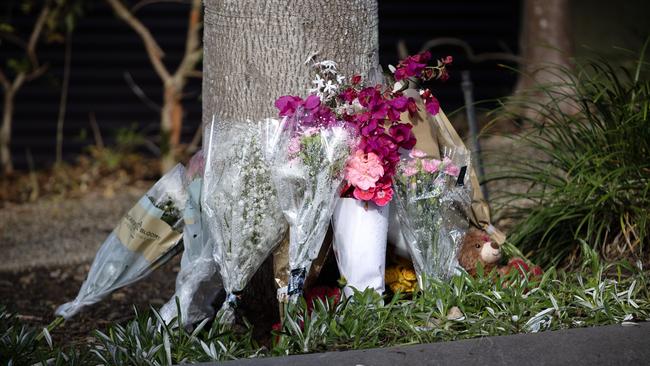 Flowers outside the Emerald Lakes home where Sophie Wang died. Picture: Nigel Hallett