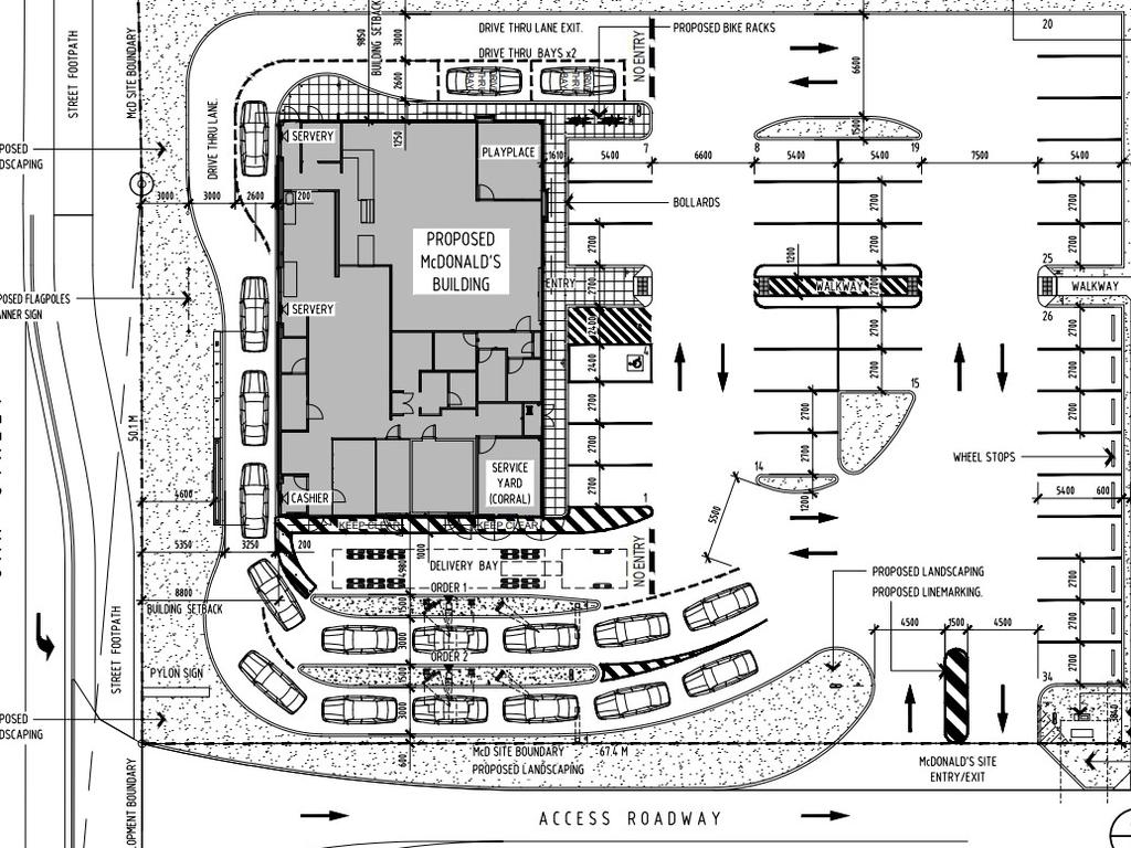 The design plans for the McDonald’s family restaurant proposed for Andergrove. Picture: Urbis, Mackay Regional Council.