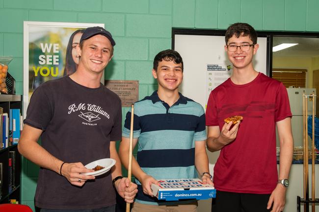 Jackson Cross from Mackay North State High School, Henrey Williamson from St Patrick's College and David Ford from Mackay State High School experience a day in the life of a uni student at CQUniversity's Mackay Uni Experience.Picture: Michaela Harlow