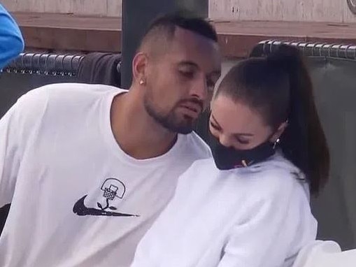 Nick Kyrgios has been spotted at the Australian Open with his girlfriend, spending Valentine's Day with Chiara Passari at Melbourne Park.Picture Courtesy Channel Nine .