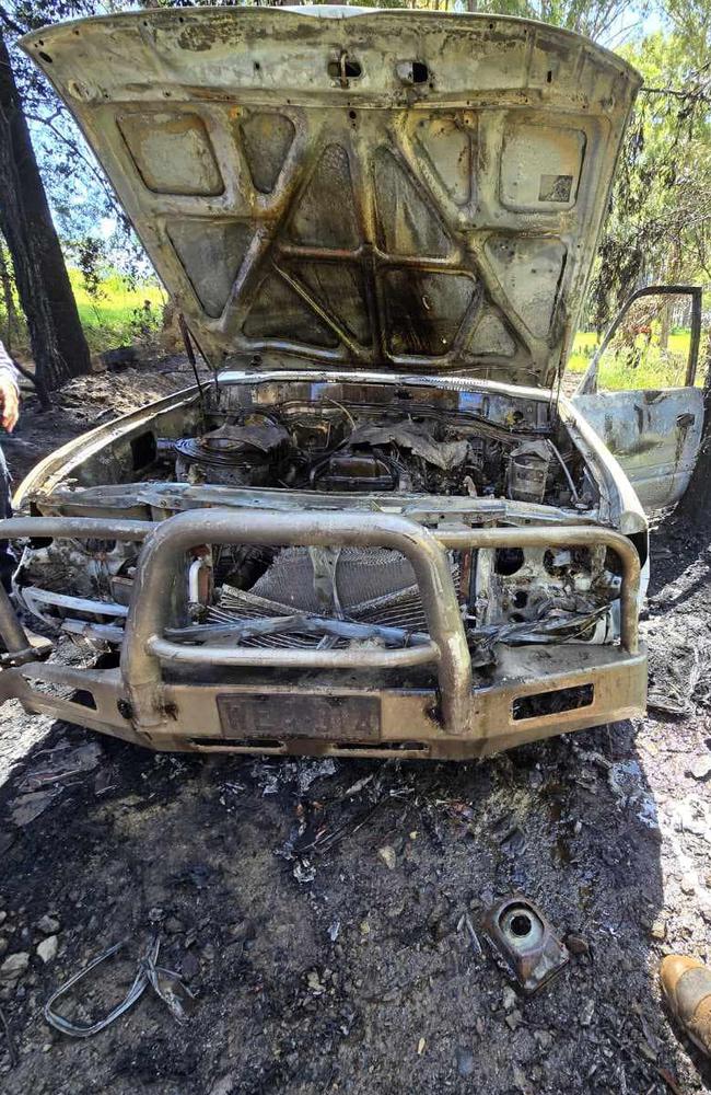 A 4WD was found on fire on Friday afternoon, December 6, on Mardells Rd, Bucca about two hours after the alleged carjacking earlier that day. Picture: Facebook