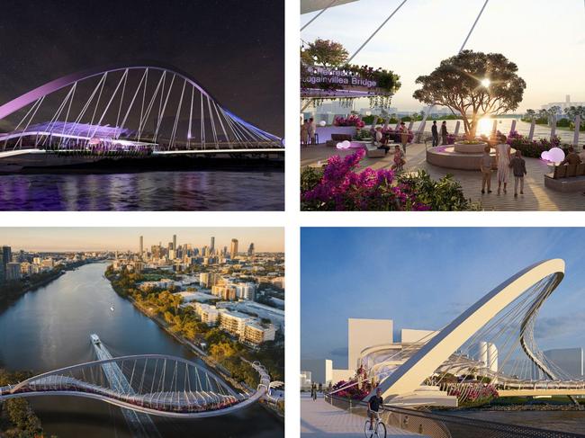 Artist's impressions of how the proposed West End to Toowong bridge would look.