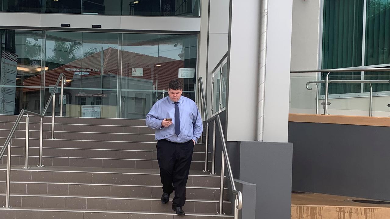 Daniel Boyd Bromilow pleaded not guilty today in Rockhampton District Court to one count of arson and one of attempted fraud. Pictured leaving Rockhampton courthouse.