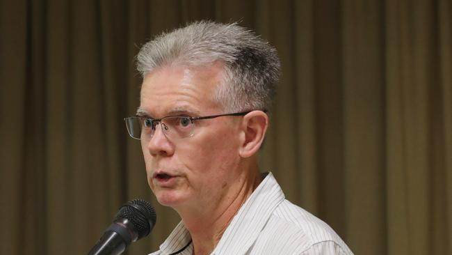 President of Community Alliance, John Hicks, at a community rally. Picture Glenn Hampson.