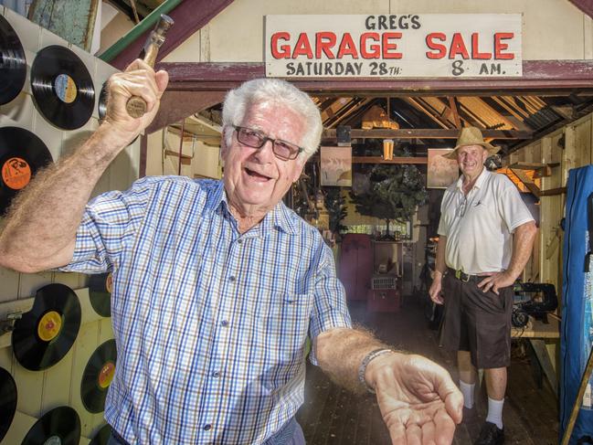 Roches stalwart Greg Ryan with Roches owner John Brien - having a garage sale this weekend due to sale of the pub.Photo Adam Hourigan / The Daily Examiner