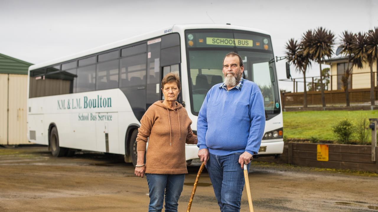 Dover property owner Neville Boulton and his wife Lisa have had a years-long dispute with Huon Valley Council over parking their school buses on their property. Picture: Richard Jupe