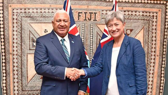 Fiji Prime Minister Frank Bainimarama says it was "wonderful" to meet with Foreign Affairs Minister Penny Wong. Picture: Twitter