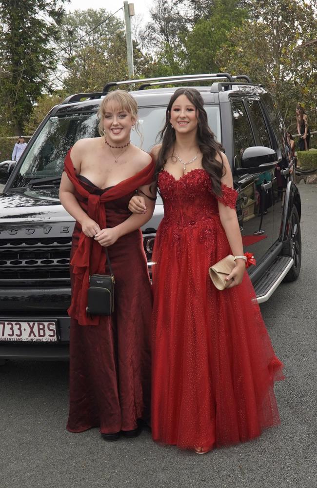 Students arriving in style for the 2024 Glasshouse Christian College formal at Flaxton Gardens.