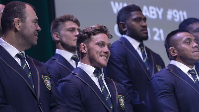 Wallabies captain Michael Hooper at Friday’s World Cup squad announcement. Picture: Getty Images