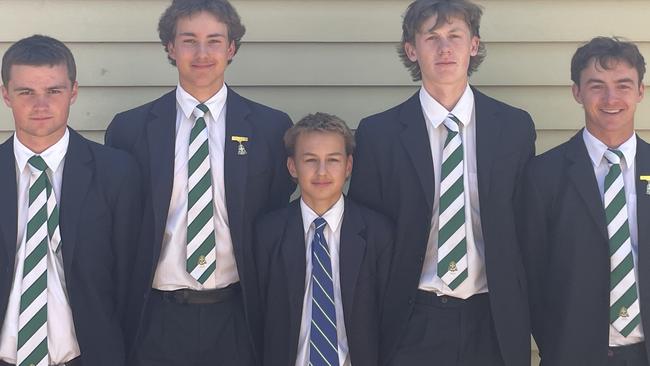 St Patrick's boys Division 1 crew: Lachie Belleville, Henry Reinehr, Charlie Geddes, Oscar Farrington, James Clark. Picture: Shane Jones.