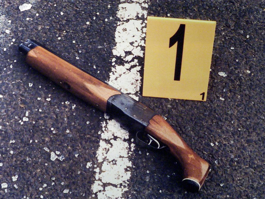 The 12-gauge sawn off shotgun used to murder Jason Moran and his bodyguard Pasquale Barbaro. Picture: Colin Murty