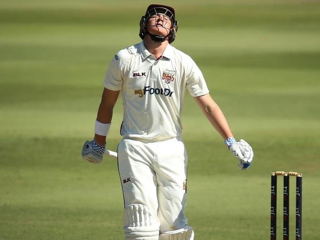 Matt Renshaw reacts after lasting just three balls in the second innings.