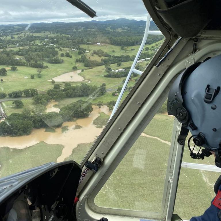 An aerial search for a missing motorcyclist in the Gympie region. Picture: RACQ LifeFlight