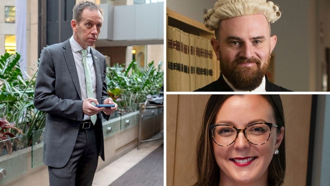 Clockwise from left: Attorney-General Shane Rattenbury, former acting DPP Anthony Williamson, Victoria Engel.