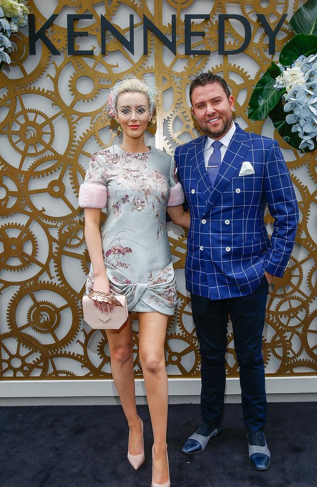 James Kennedy poses with wife Jaimee Belle at the Kennedy Marquee on Stakes Day. Picture: Sam Tabone/Getty Images