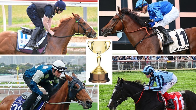 Melbourne Cup hopes (clockwise, from top left) Vauban, Zardozi, Onesmoothoperator and Buckaroo.