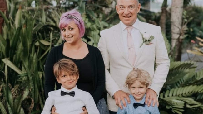 Sam Harbuz with husband Bol and their kids Felix, 11 and Milo, 9. Picture: Supplied