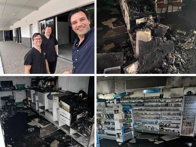 Ash Agaibey (right) at the Belgian Gardens Health Hub following a devastating fire. Pictures: Supplied.