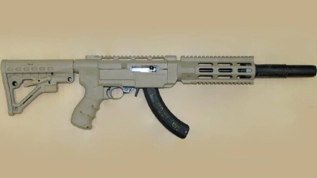 The semi-automatic rifle which was found stashed in the garage of Oscar Jargiello’s Glenmore Park home. Picture: NSW Police