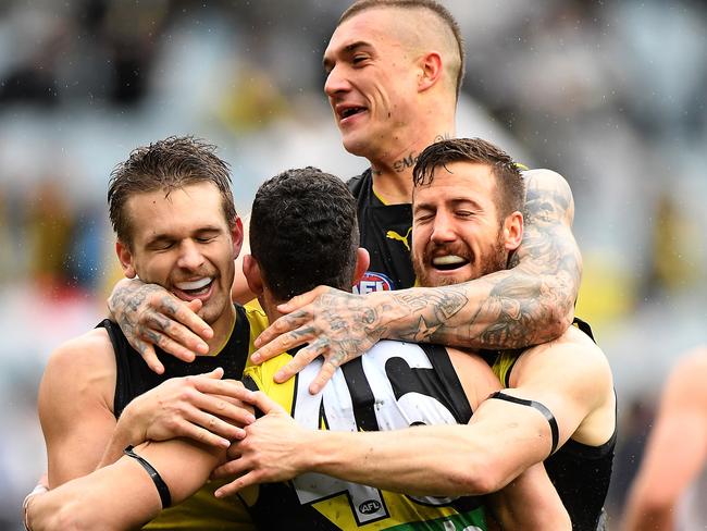 Will the Tigers be this happy on Saturday? Picture: AAP Images