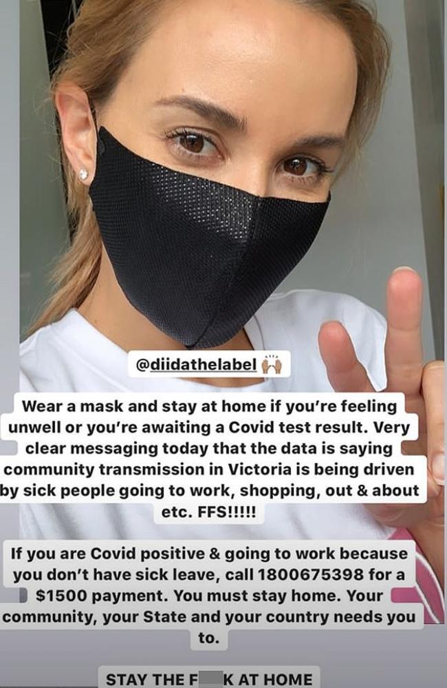 The mum-of-four also condemned people for not wearing a mask or downloading the COVIDSafe app. Picture: Instagram/BecJudd